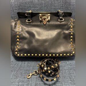 Valentino Garavani Rockstud Leather Tote with Gold Hardware